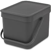 Brabantia 109720 Sort &amp; Go montaj kabı, plastik, gri, 6 l