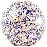 blaue kugel cunewalde restaurant Barockmotiv Esschert Design Dekokugel, Gartenkugel aus Keramik in blau-weiß, Größe L, Ø ca. 18 cm