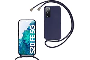 Beajew Silikon Handyhülle für Samsung Galaxy S20 FE Hülle mit Band, Silikon Necklace Handyhülle mit Abnehmbar Kordel zum Umhängen Stossfest Bumper Handy Schutzhülle, Dunkelblau