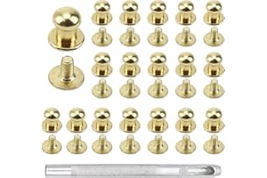 YPLonon 80 Pièces Bouton de Col à Vis 8mm Rivet Ceinture Cuir Bout Rond en Alliage de Zinc Rivet à Visser avec 3mm Perforatrice Rivet Decoratif pour Cuir pour Sacs, vêtements et chaussures