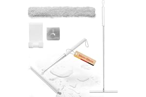 MANNICIX Rasqueta Limpiacristales para Ducha, Limpiacristales con Mango Extensible, Rasqueta limpiacristales y Microfibra Ventana Arandela, Kit de Escobilla de Limpiez para Baño, Azulejos, Espejos (Blanco)