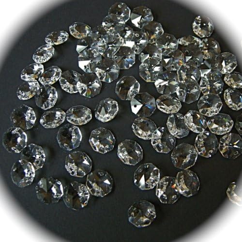(G) 77 x 14mm Octagon Crystals for Chandelier, Ceiling Lights, Christmas Tree, Wedding Tree, Feng Shui, Window Display, With Brass Finished Rings