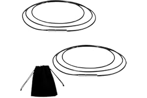 HEVEER Naszyjnik ze sztucznej skóry, 2 sztuki, 2 mm, czarny, pleciony, skórzany pasek z zapięciem ze stali nierdzewnej i aksamitnym woreczkiem, dla mężczyzn i kobiet, S, Sznurek woskowy, stal nierdzewna