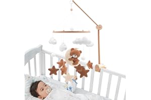 HBSFBH Baby Campanelli Eolici, Giostrina Culla Neonato Legno con stelle, luna e nuvole, Campanella da Letto per Bambini, Campanello per Culla Decorazione, Giostrina Culla Neonato in Legno, Regali per Neonati