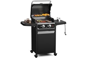Blumfeldt ElectricPro - Griglia Elettrica 3000W, BBQ Versatile per Balconi & Terrazze, Riscaldamento Rapido 100-330°C, Tavolini Ripiegabili, Termometro Integrato, Griglie in Ghisa, 4 Ruote con Freni
