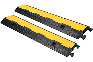 VA-Cerulean 2 ponticelli in gomma, protezione per cavi con coperchio, velocità gobba, rampe, resistente all'usura, antiscivolo, in caucciù per magazzino, cantieri, palcoscenico, nero-giallo