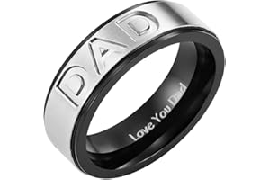Willis Judd Men's DAD Titanium 7mm Ring Engraved Love You Dad with Gift Pouch
