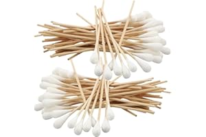 100x 15 cm Breiter Kopf - Watteträger, Kosmetex Wattestäbchen, Holzstab mit dickem Wattekopf, 100x Breiter Kopf