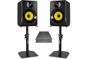 VONYX SMN50B Active Studio Monitors Pair 5-inch 140W Home Studio Monitor Speakers Set with Adjustable Desktop Stands & Acoustic Isolation Foam Pads for Recording Mixing DJ Production