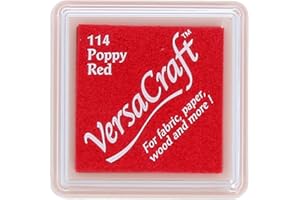Tsukineko VersaCraft Stempelkissen - Rot, Poppy Red - Klein - Wasserbasis, Deckend, Beständig gegen Ausbleichen - Embossing