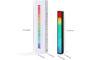 CHULOVS RGB Voice-Activated Pickup Rhythm Light, Indicatore di Alluminio a 32 Bit a Livello di Musica, Barra del Suono con Controllo Vocale, Audio Spectrum RGB Light, Car Desktop (Argento)