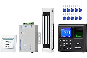 ReaIOKbii 125KHz RFID EM ID Keypad Stand-Alone Door Control System Kit with 180kg/350lbs Electric Magnetic Lock, Exit Button, RFID Key Ring 10pcs, Power Supply