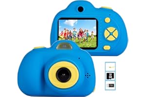 YUNLONE ToyZoom, Kinderkamera, 18 MP, Selfie-Kamera, 1080p, HD, digital, Videokamera für Kinder, mit SD-Karte 32 GB, 4 x Zoom/Blitz, 120° Weitwinkel (Blau)