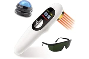 NRO -2021- Alivio del dolor de la unidad de dispositivo de terapia con láser frío LLLT Unidad de mano portátil de luz roja 650nm + 808nm (enchufe del Reino Unido) con rodillo de masaje 3D
