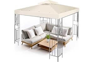 Flexzion Toldo de Repuesto para cenador Superior de 3 x 3 m, Cubierta de toldo de Doble Nivel de Repuesto con UV30+, Resistente a la Suciedad y al Agua, para Exteriores, Parasol, jardín, Patio