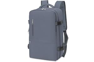 Hayayu Equipaje de mano para Ryanair, 40 x 20 x 25 cm. Mochila pequeña con compartimento para portátil y bolsa antirrobo, para el avión, para fin de semana y viajes cortos, gris