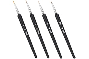 SAIZONE Pinceles Finos Para Pintura y Modelismo - Set de 4 Piezas de Detalle Para Acuarela, Acrílico, Óleo, Nail Art, Pintura Facial (0,00,000 y 1)