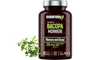 ‎ESSENSEY ESSENSEY - Brahmi I 250 mg I 90 Kapseln I 50% Bacoside I Bacopa-monnieri-Extrakt I Für Vegetarier I 90 Tagesdosen