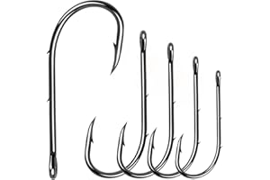 SHADDOCK Angelköderhaken mit Widerhaken, 100 Stück, Hartstahl, langer Schaft, Köderhalter, Köder, Angelhaken, 92247, schwarz, mit 2 Köderhalter, Barbs, Jig-Fischhaken