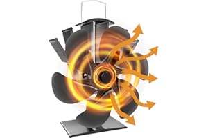 DMTIVMG Wentylator kominkowy 6 łopatkowych Cichy wentylator pieca zasilany ciepłem Ekologiczny nieelektryczny wentylator do palnika na drewno do pieców na drewno pellet kominek