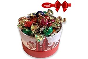 NARAMAKI® Idee Regalo di Natale Scatola 10cm + 100gr Caramelle Bye Bye Frutta - Confezione Regalo - Pensieri di Natale (COFANETTO TONDO NATALE 100GR CARAMELLE)