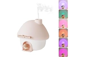 Justup Luftbefeuchter, 300ml Süße Pilz Haus Befeuchter USB Mini Luftbefeuchter mit 7 Farben Licht, Automatische Abschaltung und Leise für Büro,Schlafzimmer,Auto,Desktop (Rosa)