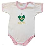 Zigozago - Body BRASILE con ricamo frontale 12 mesi - bordo rosa - Per la personalizzazione con nome scegliere https...