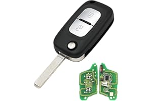 AULESSE 2 Boutons 433 MHz Coque de Clé Télécommande Pliable avec Puce PCF7961A ID46 pour Renault Clio III Clio 3 Kangoo Master Modus Twingo 2006-2016 Clé de Télécommande 7701210033