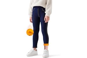 Baogaier Leggings Termici Foderati in Pile per Ragazze, Jeans Jeggings Legging da Bambina Vita Alta Felpati Lunghi Caldi Pantaloni Autunno Invernali Casual Abbigliamento, 4-12 Anni