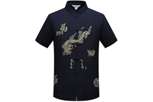 Meijunter Herren Chinesische Tang Anzug - Kurze Ärmel Kampfkunst Kung Fu Hemden Chinesische Nationale Kostüme Oberteile