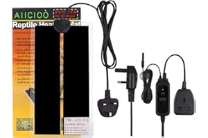 AIICIOO Lizards Heat Mat Temperature Controller Tank Warmer Aquarium Heating Mat Terrarium Pads with Thermostat for Reptiles, Lizard, Turtles, Snake, 7W