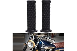 DREAMIZER Poignées Moto 7/8" 22mm, Rétro Universel Poignées de Guidon Antidérapantes en Caoutchouc pour Moto Custom Cafe Racer Bobber Dirt Bike Motocross