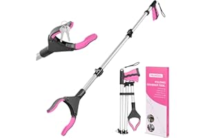 YAUNGEL Pinza Larga, Alcanzar Objetos 108cm Reacher Grabber Herramienta, 360 ° Cabeza giratoria para la Recogida de Basura, Pinzas Largas para Recoger Objetos para Ancianos (Rosa)