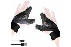 WASAGA Rękawice LED ze światłami, akumulatorowe światło na palec do awaryjnej naprawy wędkarstwa & rękawica latarka prezent urodzinowy i prezent dla mężczyzn lub kobiet