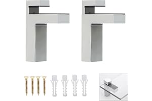 Reggimensola Vetro, Qikuver 2 Pezzi supporto mensola vetro, staffa regolabile per mensole in legno/vetro, in lega di zinco, per ripiano di spessore 5-30 mm (Argento F)