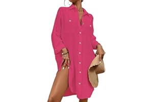 Bsubseach Modern Swimsuit Coverups for Women Button Down Beach Shirt Dress Tops Resort Wear