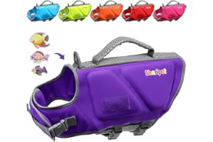 Sheripet Dog Life Jacketfor Medium and Large Dogs, Good Visibility Dog Life Vest for Swimming with Reflective Stripes and Rescue Handle, Dog Flotation Vest Suit for Medium and Large Dogs (Purple, M)