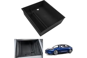 GAFAT Tesla Model Y Juniper 2025 2026 Model 3 Highland 2024-2026 Boîte de Rangement Console Centrale, Model Y 2026 Organisateur Boîte à gants, en Flocage, Tesla Model Y Juniper Accessoires (Milieu)