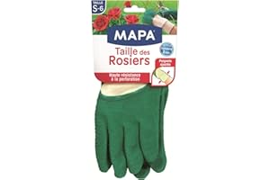 MAPA PROFESSIONAL MAPA - Taille des Rosiers - Gants de Jardinage en Latex avec textile 100% Coton - Anti-Perforation - Idéal pour la taille des Epineux - 1 paire - Taille S, Vert