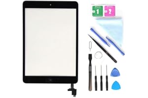 E Soul Noir Kit de Remplacement d'écran Pour iPad mini 1 2 Écran tactile Numériseur Panneau Avant Vitre Réparation de lentille (inclus puce IC) avec Outils et Adhésif