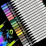 🌈【Schöne Farbe】Das metallic marker stifte set aus 20 Premium Farben. Diese Metallstifte sind undurchsichtig, sodass sie die darunter liegende Oberfläche vollständig bedecken können. Opake Tinten kontrastieren gut mit farbigen und dunklen Papieren. Mit 20 bunten Metallic-Markierungen können Sie wählen, ob Sie zum Kritzeln, zum Hinzufügen von Rändern, Mustern und Bastelprojekten oder zum Erstellen von Fotoalben, zum Erstellen von DIY-Alben oder zum Erstellen von Karten verwenden können