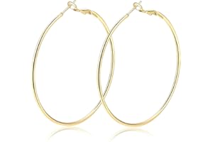 AURSTORE Boucles d'oreilles Créoles Femme en Acier Inoxydable- Grand Cerceau Tendance Bijoux Cadeaux pour Femmes
