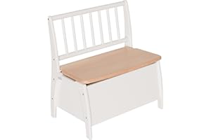 Geuther Bambino Banco Arcón | Banco con espacio de almacenamiento | Arcón de madera maciza | con freno de tapa | Colores adecuados para niños |para la guardería hasta los 6 años | Blanco/Naturaleza