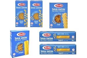 Paquete de prueba Barilla Senza Glutine Pasta sin gluten 2X Ditalini Rigati 2X Spaghetti 1x Fusilli 1x Tortiglioni (6 x 400 g)