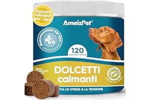 AmeizPet Dolcetti Calmanti per Cani, Sollievo Dall'ansia per Cani - Dolcetti Calmanti Ideale Cane Contro Ansia, Abbaiare, Aggressività, Fuochi D'artificio, 120 Dolcetti