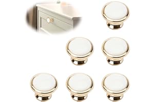 SVOCK Maniglie per armadietti, dorate, rotonde, 6 pezzi, pomelli per armadi, maniglie per mobili, in acciaio inossidabile, 30 mm, pomelli per mobili, oro bianco, pomelli per cassettiere, maniglie per