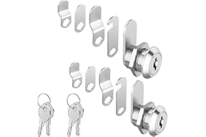 FRYPAY 2 Pièces 16mm Serrure de Sécurité de Came D'armoire pour Boîte Aux Lettres/à Outils, Casier, Classeur avec 10 Plaques de Serrure Différentes et 4 Clés