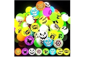 Vulevirtue 24Piezas Bolas Que Rebotan Que Brillan,Bolas de Rebote para Nniños,para Halloween,Fiestas,Premios de Juegos de Aula Escolar(12 Diseños)
