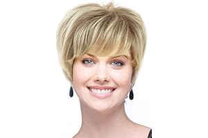 Maeau - Donna Parrucca Bionda Caschetto ​Corta Parrucca Riccia Capelli Veri Naturali Bob Parrucca Sintetica Corta Elegante Resistente Parrucca Uso Quotidiano Partito Cosplay