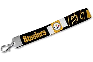 Rico Industries NFL Football Pittsburgh Steelers Handgelenk-Schlüsselband, niedlicher Handgelenkriemen, Schlüsselanhängerhalter für Damen und Herren, Autoschlüssel, Ausweise, Karten, Geldbörse,